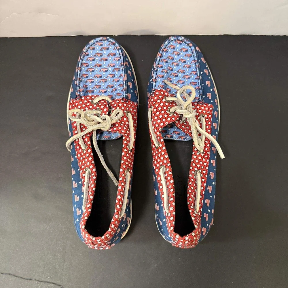 Sperry Vineyard Vines Boat Shoes Mens 9 American Flag Stars Patriotic STS19092